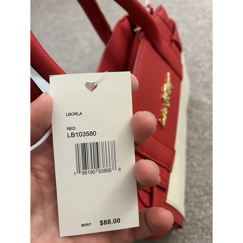 Luv Betsey by Betsey Johnson Satchel Womens Small Red Cream NEW Heart Crossbody - Picture 5 of 15